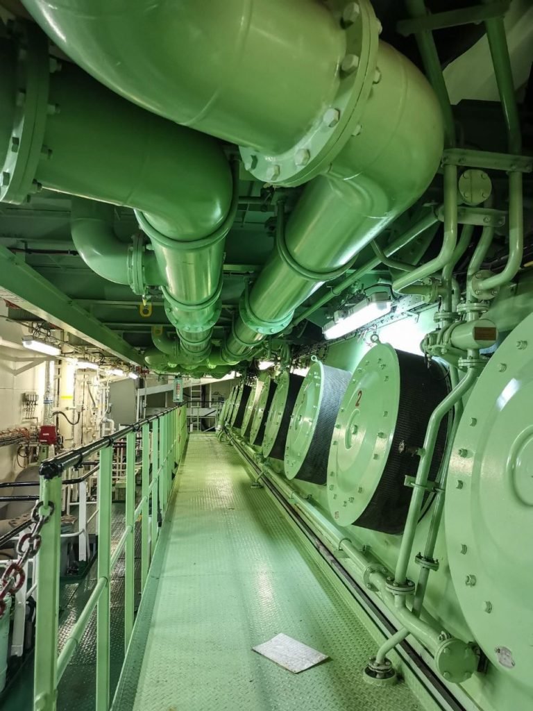 engine room in container ship